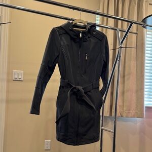 Steel Grey Hooded Belted Coat